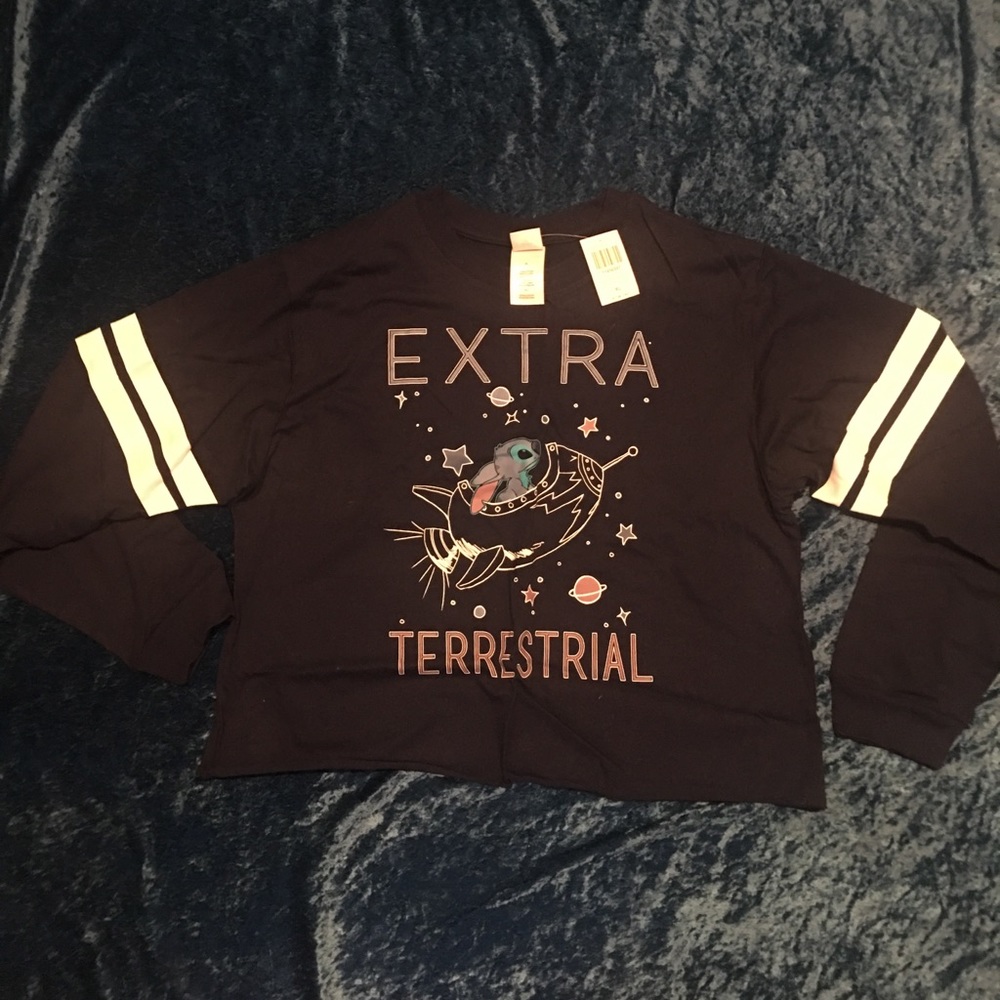 Extraterrestrial Lilo and Stitch dark blue sweater